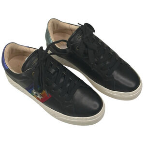 Kurt Geiger Brixton Eye Black Leather Platform Sneakers Size US 7 EU 37 New $165